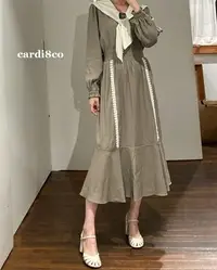 在飛比找Yahoo!奇摩拍賣優惠-CARDI 女裝 正韓 女孩綁帶領長洋 高腰裙 連身 方領 