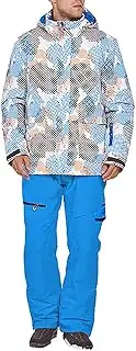 [CLSQLXYJZC] Adult Ski Suit Set, Outdoor Waterproof Waterproof Warm Thickened Removable Hood Zipper Men Snowboard Ski Suit, for Winter Sports Ski Jacket and Pant Set(Color1,X-Large)