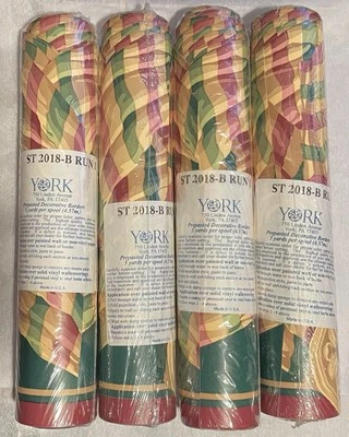 4 Rolls York Pre-Pasted Wallpaper Border 2018-B Colorful Cottage Decorative