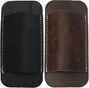 Retro Belt Carrying Leather Knife Scabbard Horizontally Horizontal Carry Leather Sheath Handmade Knife Holster for Belt Men’s Leather Knife Organizer(Black+Coffee)