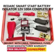 REDARC SBI12KIT SMART BATTERY ISOLATOR 12V 100A KIT WITH CABLE, TERMINALS, FUSES
