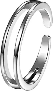 [JewelryWe] Toe Rings for Women - 925 Sterling Silver Simple Open Band Toe Ring Adjustable Summer Beach Jewelry