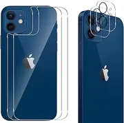 QULLOO [2 + 2 Pieces] Back Screen Protector for iPhone 12 Mini + Camera Protection, 9H Hardness Clear Rear Screen Protector Anti-Scratch Back Tempered Glass Film