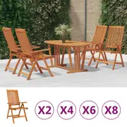 2/4/6/8x Solid Wood Eucalyptus Folding Garden Chairs Patio Armchair vidaXL