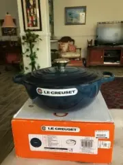 Le Creuset 4.5 QT Round Dutch Soup Oven Signature Cast Iron #26 Agave Dark Blue