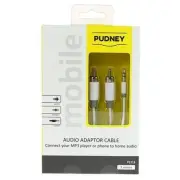 PUDNEY Stereo Audio 3.5mm to RCA Cable - 2m - White PVC [P1213]