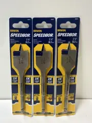 (Set Of 3) Irwin 1-1/4 x 6 inch Speedbor Spade Bit 2X Longer Life & Faster Holes