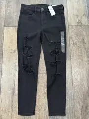 NWT AMERICAN EAGLE Next Level Stretch Hi Rise Jegging Jean Sz 6 X-SHORT Black