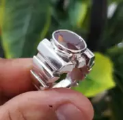 Unique Design Ring Ruby Ring For Men Dark Red Ruby Stone Ring Silver Band