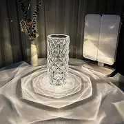 Crystal Lamp Color Changing Night Light Rose Table Lamps USB Touch Crystal Diamond Desk Lamps for Bedroom Living Room Party Dinner Decoration Housewarming Gift(8.7IN)