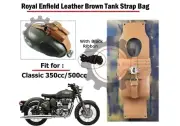 Fit For Royal Enfield "Old Classic 350/500 Premium Leather Tank Bag & Lapel Pin"