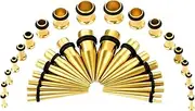 [CABBE KALLO] 36PCS Ear Gauge Stretching Kit Stainless Steel Tapers and Plugs Set Eyelet 14G-00G