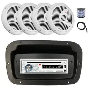 Pyle Marine CD Radio, Adapter,Spa Bezel,Antenna,Wire, 4x 6.5" 150W White Speaker
