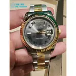 勞力士 116333 ROLEX 羅馬數字時標 石板灰色面盤 綠羅馬 18K黃金 太陽圈 DATEJUST