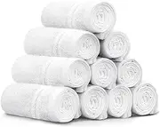 LINENOVA 100% Cotton Face Washer Towel (10 Pack) - Ultra-Soft, 500GSM Highly Absorbent Quick Dry - Great Value Ribbon Gift Pack - Perfect for Hotel, Gym, Spa, Kitchen - 30x30cm - White