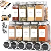 FINESSY 24 Glass Spice Jars with Label and Organizer 4Oz, Farmhouse Spice Contai