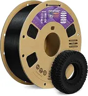 Overture TPU Filament 1.75mm Flexible TPU Roll with 200 x 200 mm Soft 3D Printer Consumables, 1kg Spool (2.2 lbs.), Dimensional Accuracy +/- 0.05 mm, 1 Pack (Black)
