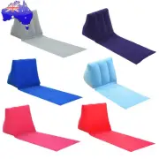 PVC Inflatable Beach Mat Camping Lounger Back Pillow Triangle Cushion Long Chair