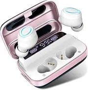 Wireless Earbuds, Bluetooth 5.0 Earbuds 140H Playtime, Bluetooth Headphones TWS Stereo Noise Cancelling Wireless Earphones in Ear with Mic, USB-C Charging, IP7 Waterproof Headset for Sports Rose Gold