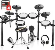 Donner DED200 E Drum Set, E Drums with Quiet Mesh Drum Pads, 2 Cymbals with Choke, 31 Kits and Over 450 Sounds, Throne, Headphones, Sticks, USB MIDI, Melody Lessons (5 Pads, 4 Cymbals)