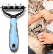 2 In 1 Dematting Comb for Dogs-Pet Grooming Tool,Double Sided Dematting Comb - Undercoat Rake Deshedding Tool, Cat Matted Fur Remover for Pets Dogs and Cats with Long Hair （BLue）