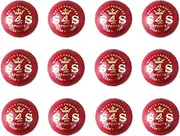 Leather Cricket Ball, Red, Standard Size, Best Suited Cricket Ball for Professional, Club and School, Matches, Water Proofed (Pack of 12)