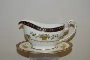 Wedgwood & Bentley ( Minton ) Dynasty Gold Gravy Jug / Sauce Boat & Saucer