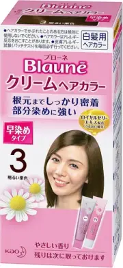 Blaune Cream Hair Color 3 Brighter Chestnut 40g Made In Japan