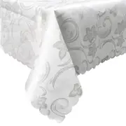 Deco White Luxury Jacquard Tablecloth 150 x 220 cm