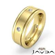 Round Diamond Mens Eternity Wedding Band 7mm Dome Ring 14k Yellow Gold 0.25 Ctw