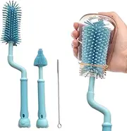Bottle Brushes for Cleaning Silicone | 360 Degree Rotation Kid Bottle Brush Cleaner Set,Bottle Cleaner Brush for Your Flask, Vacuum Sports Bottle, Vase, and Glassware Shwing