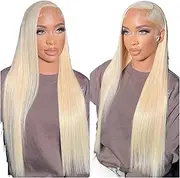 13x6 Purple Lace Front Human Hair Wig Blonde Lace Frontal Wig Pre Plucked Long Straight Lavender Colored Lace Wigs(180 Density,613 13X6 LACE WIG_36INCHES)
