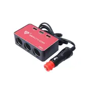 Abs Shell 120W 3 Sockets Car Cigarette Lighter Charger With 3.4A Dual Usb Ports And Indicator Led Display