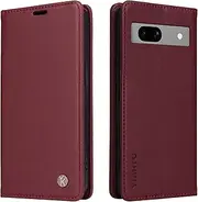 YBFJCE Case for Google Pixel 7a PU Leather Wallet Case Cover,Google Pixel 7a Flip Folio Case with Card Holders,Magnetic Phone Case Compatible with Google Pixel 7a,Wine Red