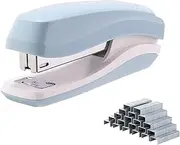 PROMISE FLOURISH Desktop Stapler, Mini Staplers with Large Capacity 100 Staples, 2 Binding Modes Staple for Office School Home (Blue)