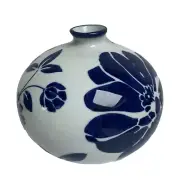 Target Home Ceramic White Vase With Blue Flowers New 2010