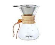 Leaf & Bean Pour Over Coffee Dripper 400ml Glass Coffee Pot with Filter