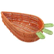 Imitation Rattan Woven Basket Carrot Shaped Food Serving Basket Fruit Snack Storage Basket (M)