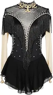 [Zagitova] Figure Skating Dress for Girls Open Back Long Sleeve Women Handmade Competition Dance Outfits with Rhinestone