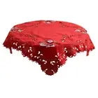 Christmas Embroidered Table Cloth,Hollow-Out Round Table Linen,for4104