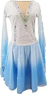 [Zagitova] Figure Skating Dress for Girls Open Back Gradient Women Ice Competition Practise Dance Outfit with Rhinestone