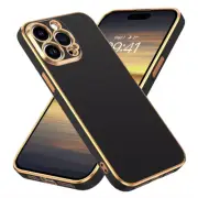 For iPhone 14 Pro Max Shockproof Slim Plating Case Cover With Stand Strap