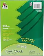 Pacon Card Stock, Emerald Green, 8-1/2" x 11", 100 Sheets