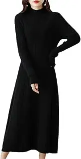 [Zozogag] Autumn Winter Women Dress 100% Wool Thicken Warm Sweater Dress Long Sleeve Knit Pullover Female Casual Dresses