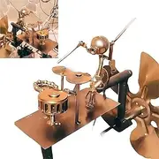 Handmade Metal Drummer Windmill,Percussionist Music Figurines and Statues,Rockin Art Figurine,for Yard Lawn Garden Patio Decor. (Gold)