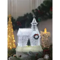 在飛比找ETMall東森購物網優惠-圣誕節水晶下雪房子教堂音樂盒發光蠟燭臺擺件圣誕樹裝飾布置禮物