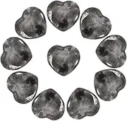 uxcell 10 Pcs Natural Heart Shaped Crystal Stone, 0.8 Inch Mini Polished Love Gemstone Crystal, Pocket Rock Engraved Worry Stones for Women Gifts Meditation, Black White