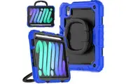 iPad Mini 7 2024 8.3 Inch Rotatable Handle Ring Folding Stand Case with Screen Protector-Blue&Black