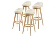 La Bella 4X Bar Stool Dining Chair Fabric Leila 72Cm Beige Benches Bar Stools