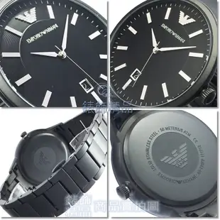 EMPORIO ARMANI AR11079手錶  亞曼尼表 IP消光黑日期鋼帶 男錶【錶飾精品】